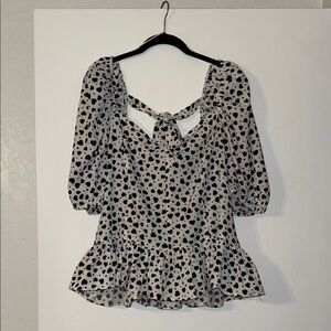 Milk and Honey BNWT Size 3X Black and White Heart Print Blouse